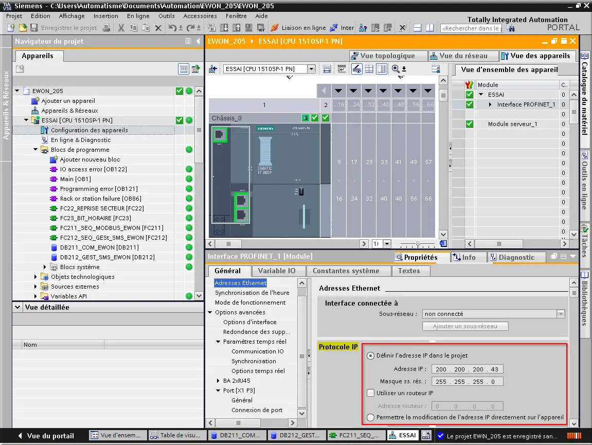 Configuration IP de l’ET 200 SP